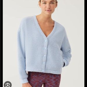 Outdoor voices mega fleece cardigan light blue